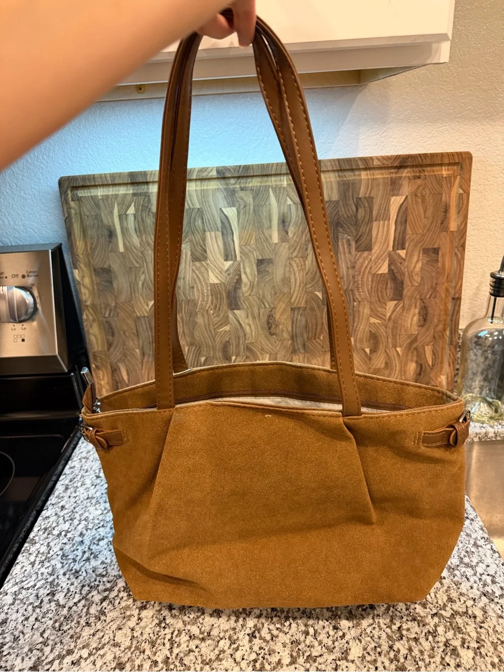 Tan Suede Tote Bag